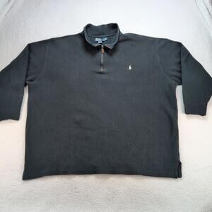 Vintage Polo Ralph Lauren Mens 3XB BIG Pullover Sweater 1/4 Zip Big/Tall Black
